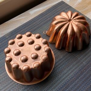 Set of 2 Vintage Copper Molds: Jello, Pudding, Bundt Cake Form